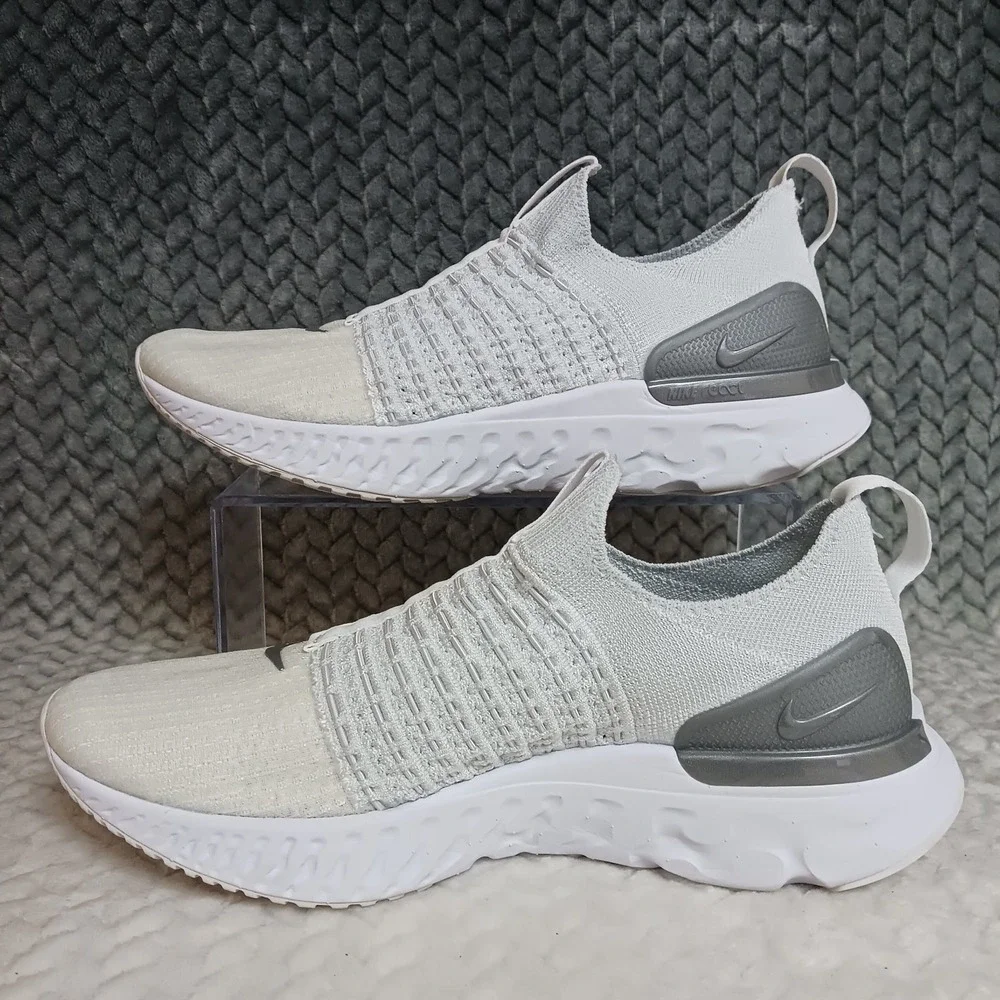 Nike React Phantom Run Flyknit 2 True White Silver Women's Running Shoes Size 9